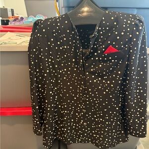 Black Polka Dot Blazer with Red Pocket Square p40